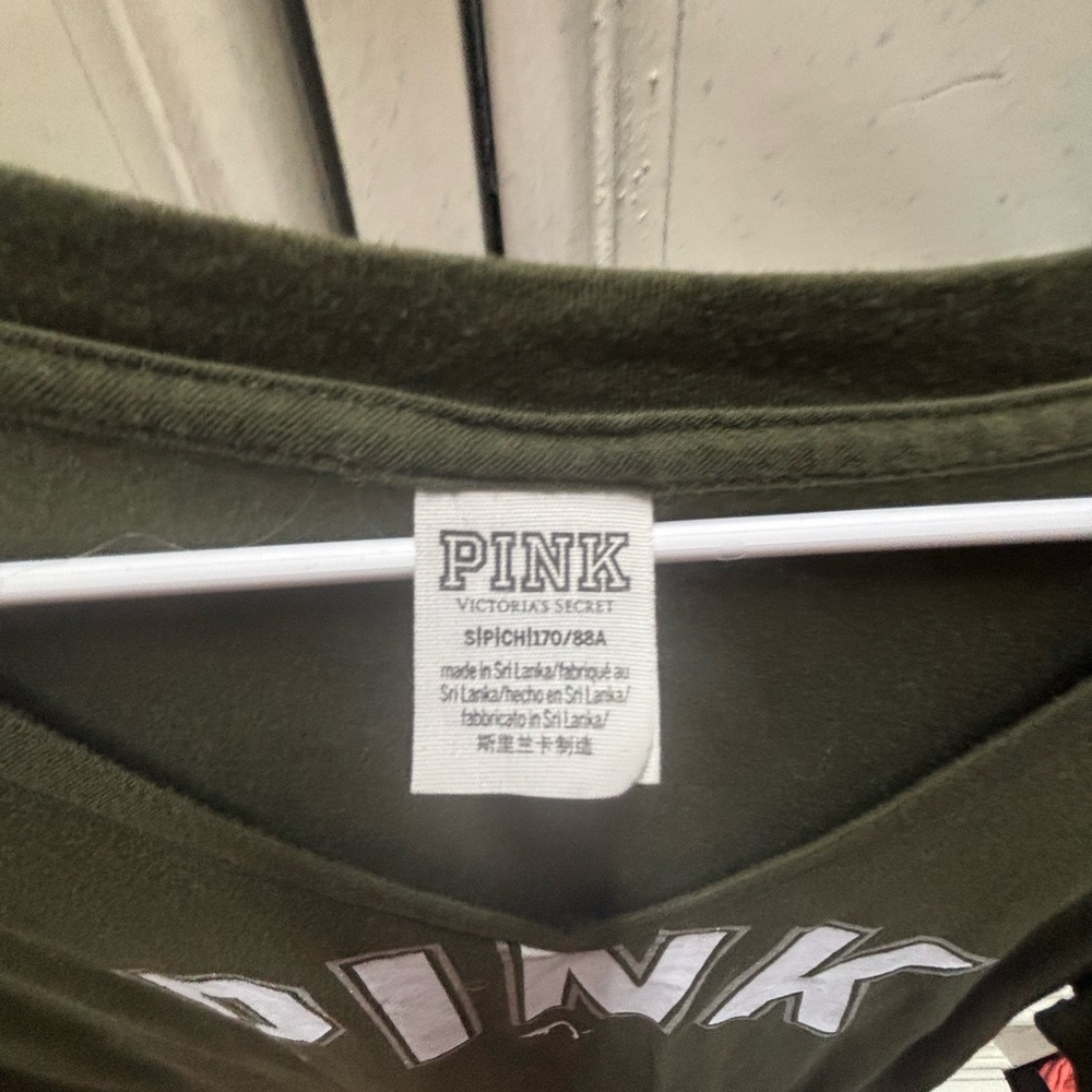 PINK Victoria's Secret Olive Green Short Sleeve Tee